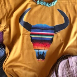 Miss Mud Pie Serape Skull Tee - Mustard Tees