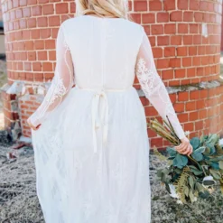 D & J Industries Speechless Dress -Long Sleeve White Dress Bridal