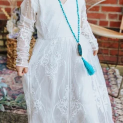 D & J Industries Speechless Dress -Long Sleeve White Dress Bridal