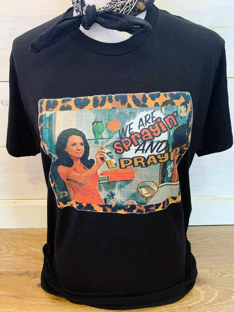 Bling-A-Gogo Sprayin And Prayin Tee - Black 1 Bling-A-Gogo Sprayin And Prayin Tee - Black