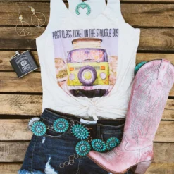 Bling-A-Gogo Tees Struggle Bus Tank - Natural