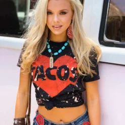 Bling-A-Gogo Tees Taco Bleached Tee - Black