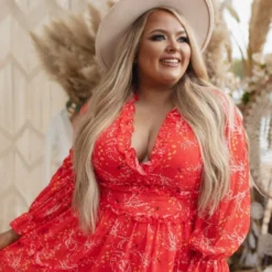 D & J Industries Sale! Take Me There Dress - Red Floral