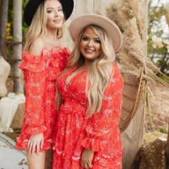 D & J Industries Sale! Take Me There Dress - Red Floral