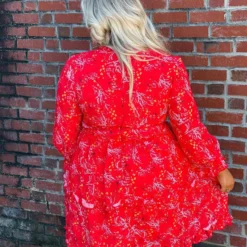 D & J Industries Sale! Take Me There Dress - Red Floral