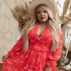 D & J Industries Sale! Take Me There Dress - Red Floral