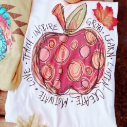 Miss Mud Pie Teacher Apple Tee - Cream Tees