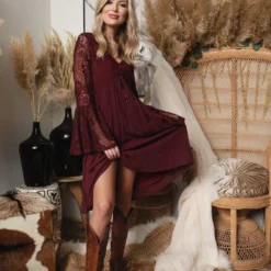 D & J Industries The Delilah Bohemian Dress - Purple