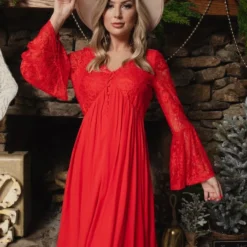 D & J Industries Sale! The Delilah Bohemian Dress - RED