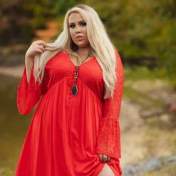 D & J Industries Sale! The Delilah Bohemian Dress - RED