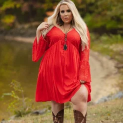 D & J Industries Sale! The Delilah Bohemian Dress - RED