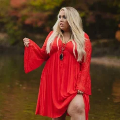 D & J Industries Sale! The Delilah Bohemian Dress - RED