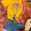 Benita Ceceille The Drifter Buffalo Tee - Mustard