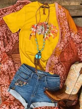 Benita Ceceille The Drifter Buffalo Tee - Mustard 1 Benita Ceceille The Drifter Buffalo Tee - Mustard