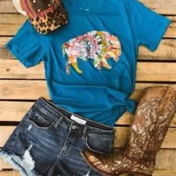 Benita Ceceille Tees The Drifter Buffalo Tee - Ocean Blue