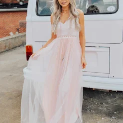 D & J Industries The Way You Sparkle Dress - Pale Peach