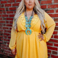 D & J Industries This One's For The Ladies Dress - Mustard Sale!