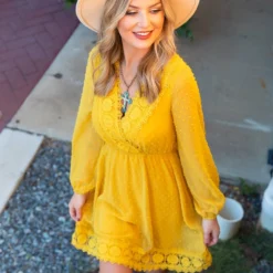 D & J Industries This One's For The Ladies Dress - Mustard Sale!