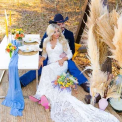 D & J Industries Tie The Knot Dress With Train