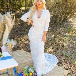 D & J Industries Tie The Knot Dress With Train