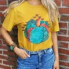 Miss Mud Pie Tees Turquoise Pumpkin Tee - Mustard