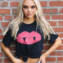 Miss Mud Pie Tees Vampire Lips Tee - Black