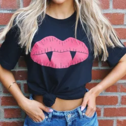 Miss Mud Pie Tees Vampire Lips Tee - Black