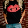 Miss Mud Pie Tees Vampire Lips Tee - Black