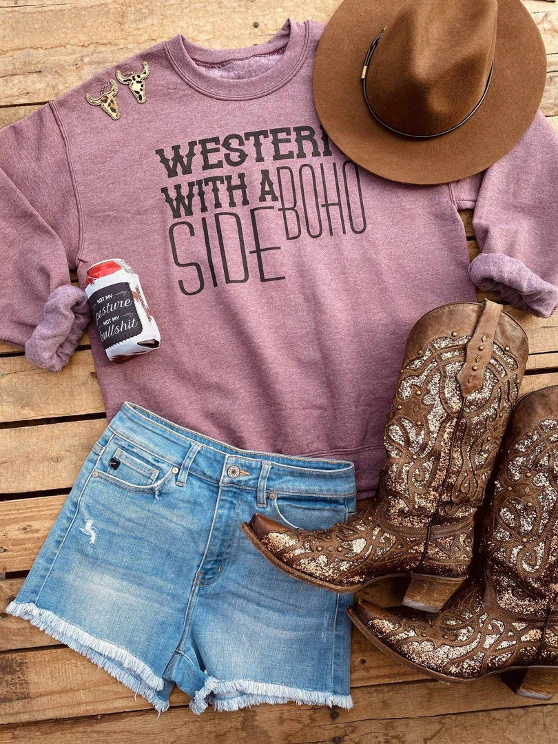 Buckin Barn Tees Western With A Side Of Boho Sweatshirt 1 Buckin Barn Tees Western With A Side Of Boho Sweatshirt