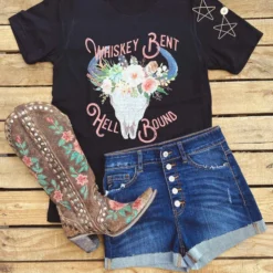 Miss Mud Pie Tees Whiskey Bent Hell Bound Tee