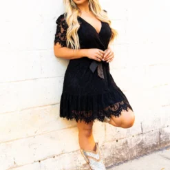 D & J Industries Wrapped Up In Your Arms Lace Dress - Black
