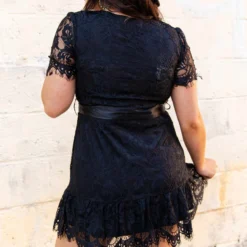 D & J Industries Wrapped Up In Your Arms Lace Dress - Black