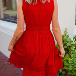 D & J Industries You Deserve It — Boho Mini Dress In Red Sale!