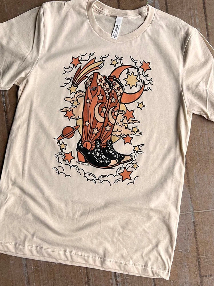 Miss Mud Pie New Arrivals Cosmic Boots With Stars T-shirt 1 Miss Mud Pie New Arrivals Cosmic Boots With Stars T-shirt