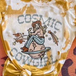 Miss Mud Pie Cosmic Cowgirl Mustard Bleach T-shirt