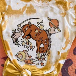 Miss Mud Pie Cosmic Horse With Stars Mustard Bleach T-shirt New Arrivals
