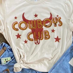 Miss Mud Pie Cowboys Club Tee - Cream Clothing