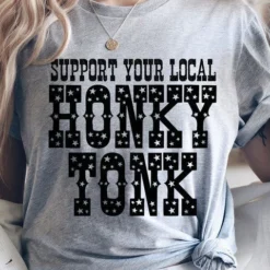 Miss Mud Pie Support Your Local Honky Tonk — Country Girl T-Shirt In Gray Clothing