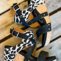 Very G Claire Black Strap Wedge